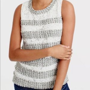J. Crew ivory and grey lace dressy sleeveless sweater size xxs